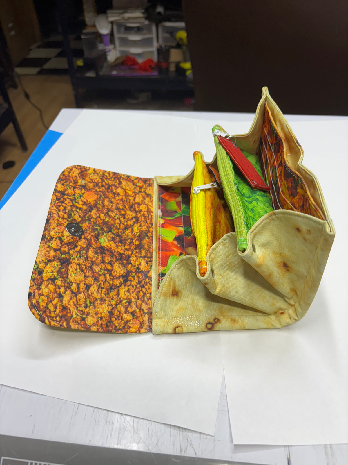 Burrito wallet with foil crossbody