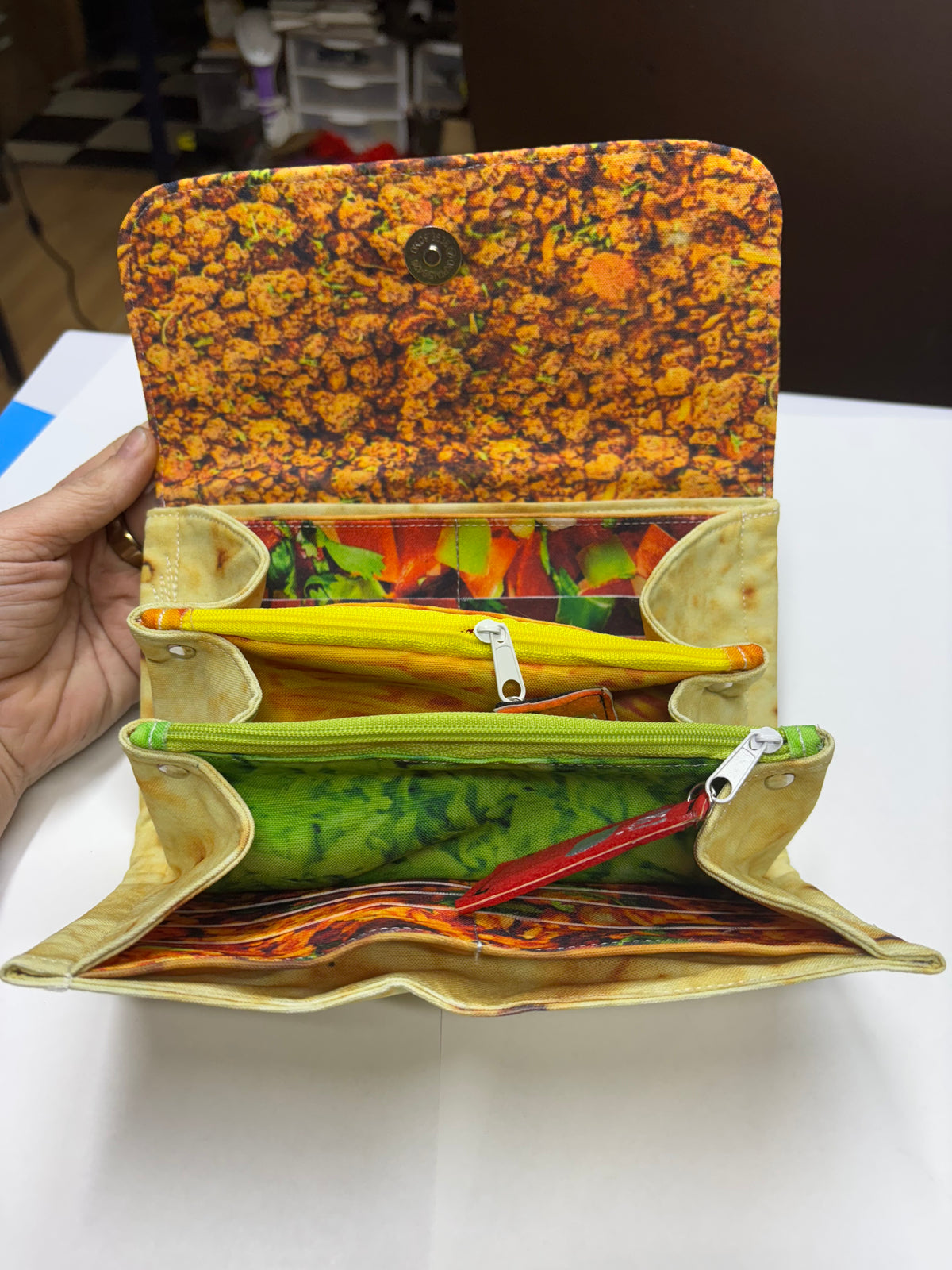Burrito wallet with foil crossbody