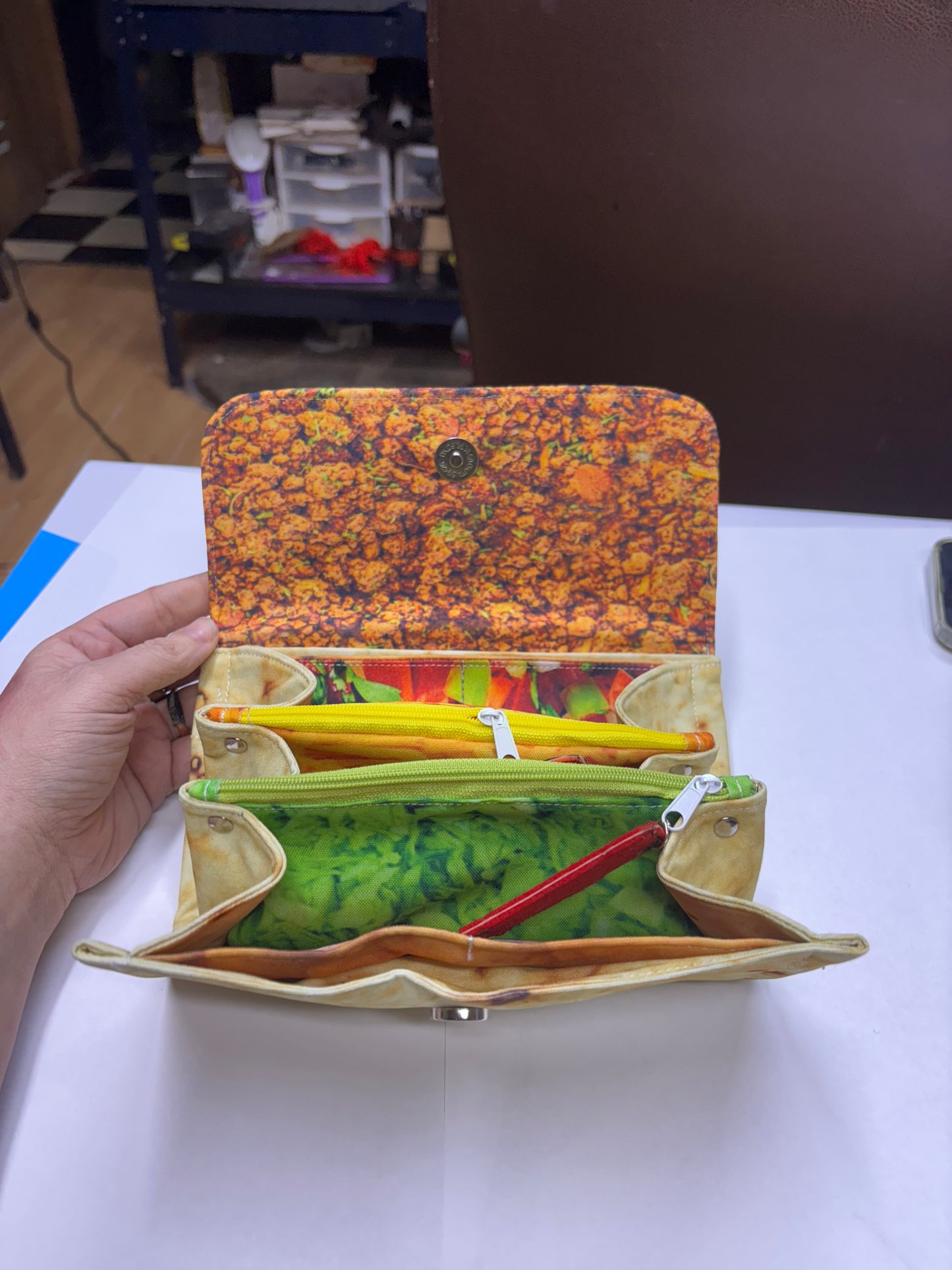 Burrito wallet with foil crossbody
