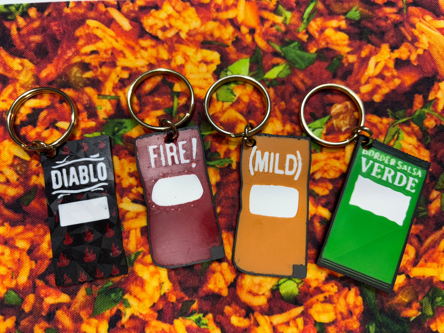4 sauce keychains